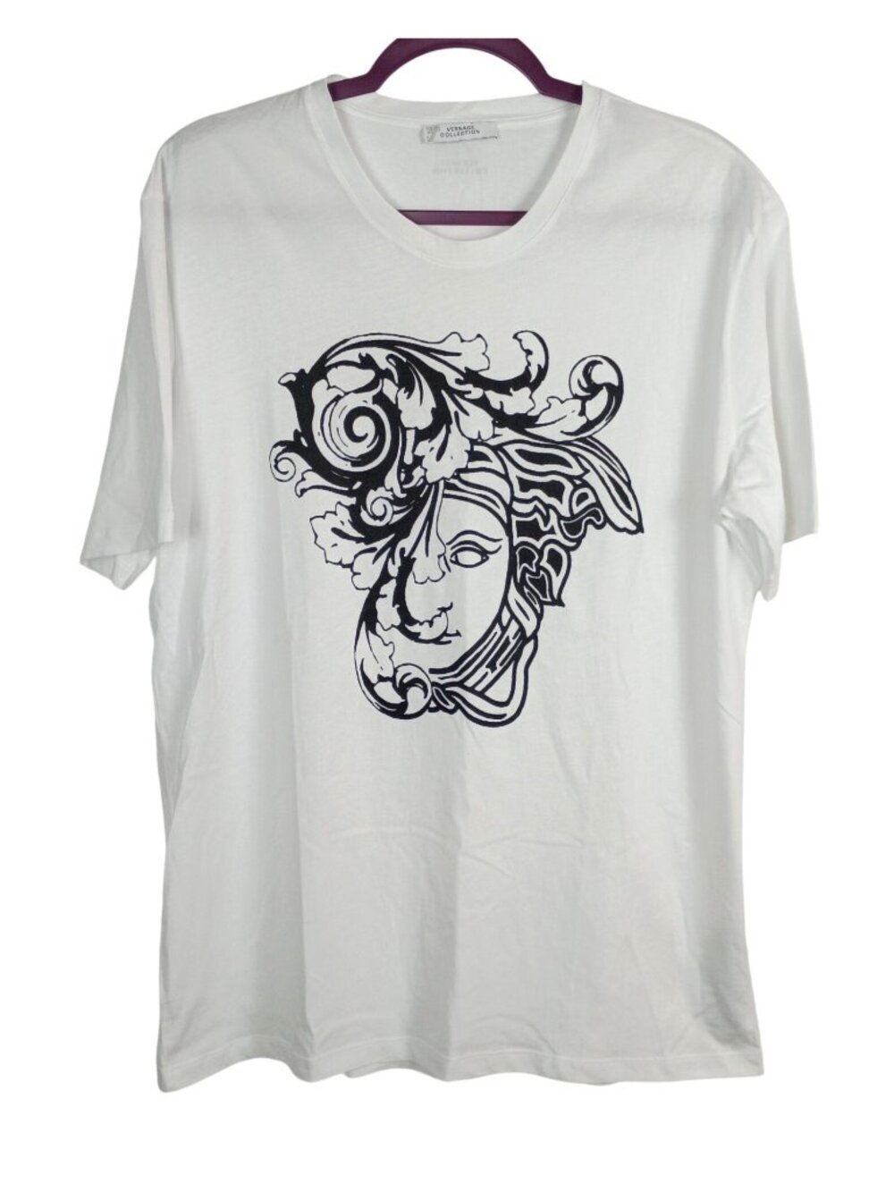 Versace Collection Half Medusa Baroque Graphic T Shirt Adult XL White Black Cott